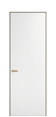 Дверь межкомнатная Порте 39-00 Цвет Ясень Белый Покрытие ЭМАЛИ Шпон крашеный Наличник  Скрытый короб золото Цена 45085